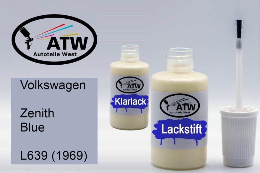 Volkswagen, Zenith Blue, L639 (1969): 20ml Lackstift + 20ml Klarlack - Set, von ATW Autoteile West.